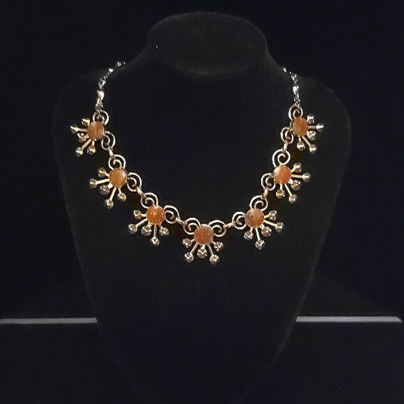 Vintage Choker from 1950's! Sandstone and Gold tone! EXCELLENT CONDITION - Picture 1 of 7
